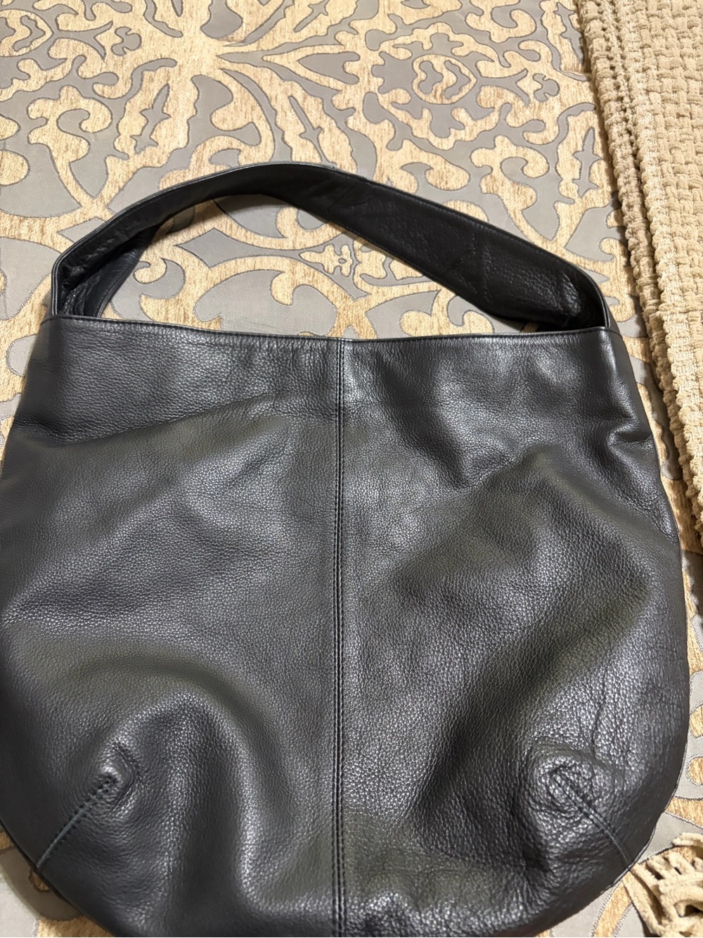 Tano Black Pebbled Leather Shoulder Bag